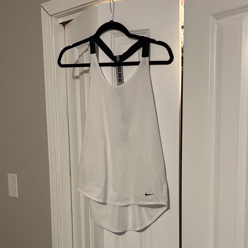 Nike Women's White and Black Tank Top